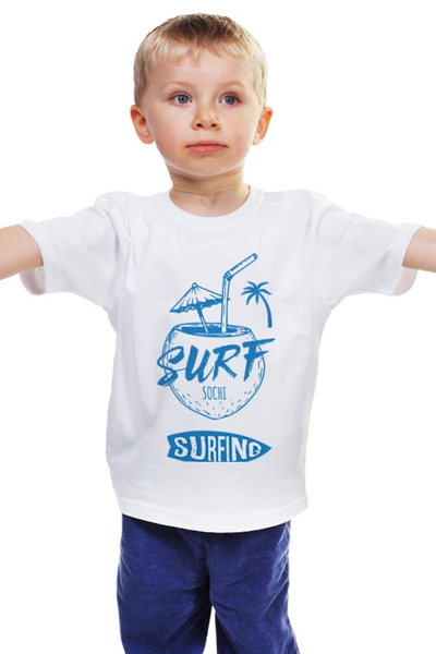Заказать детскую футболку в Москве. Детская футболка классическая унисекс Сочи серфинг от BeliySlon - готовые дизайны и нанесение принтов.