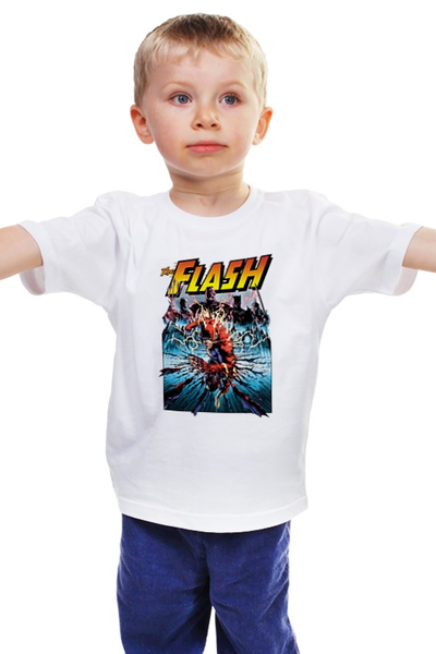 Заказать детскую футболку в Москве. Детская футболка классическая унисекс Флэш (Flash) от printik - готовые дизайны и нанесение принтов.