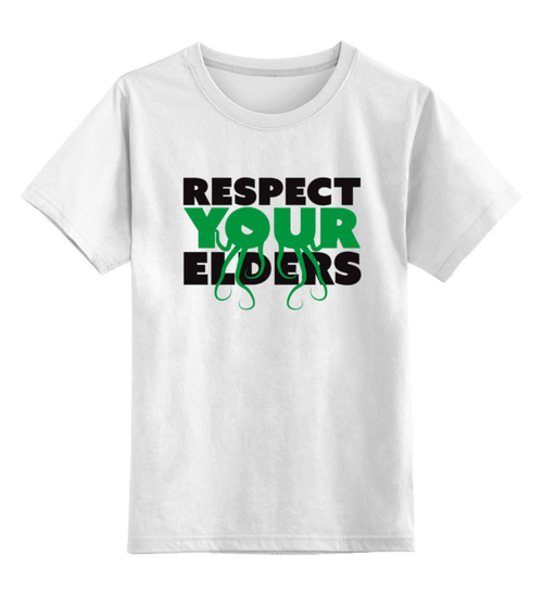 Заказать детскую футболку в Москве. Детская футболка классическая унисекс Respect your elders  от ПРИНТЫ ПЕЧАТЬ  - готовые дизайны и нанесение принтов.