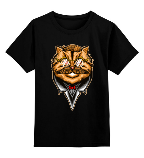 Заказать детскую футболку в Москве. Детская футболка классическая унисекс кот  в очках от queen  - готовые дизайны и нанесение принтов.