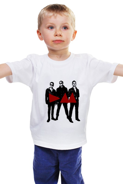 Заказать детскую футболку в Москве. Детская футболка классическая унисекс Depeche Mode - Band Stand от Black Pimpf - готовые дизайны и нанесение принтов.