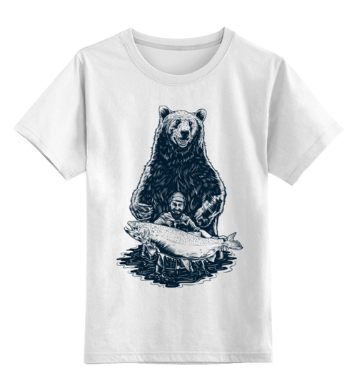 Заказать детскую футболку в Москве. Детская футболка классическая унисекс Медвежья рыбалка от printik - готовые дизайны и нанесение принтов.