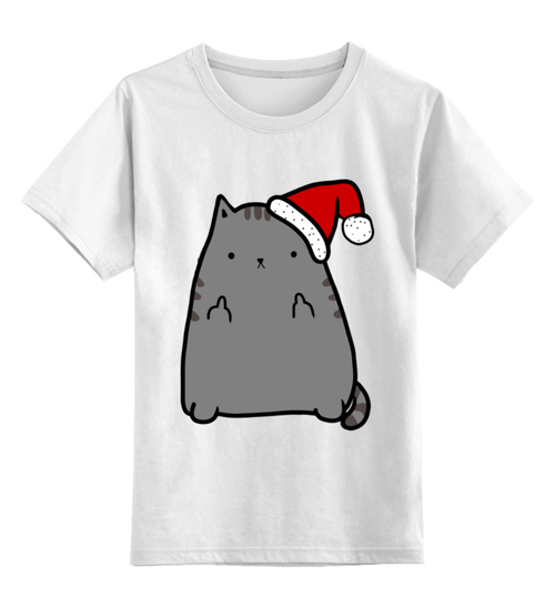 Заказать детскую футболку в Москве. Детская футболка классическая унисекс New Year Cat от skynatural - готовые дизайны и нанесение принтов.