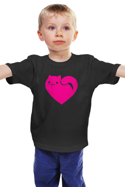 Заказать детскую футболку в Москве. Детская футболка классическая унисекс Кот-сердце от hideo_kojima - готовые дизайны и нанесение принтов.