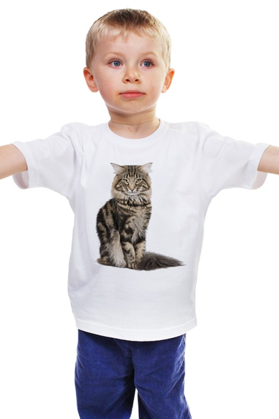 Заказать детскую футболку в Москве. Детская футболка классическая унисекс Милый пушистый кот      от alinmak - готовые дизайны и нанесение принтов.
