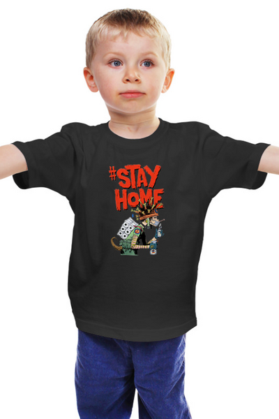 Заказать детскую футболку в Москве. Детская футболка классическая унисекс Оставайся дома от Дана Столыпина - готовые дизайны и нанесение принтов.
