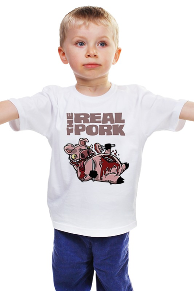 Заказать детскую футболку в Москве. Детская футболка классическая унисекс Настоящая свинина от Leichenwagen - готовые дизайны и нанесение принтов.