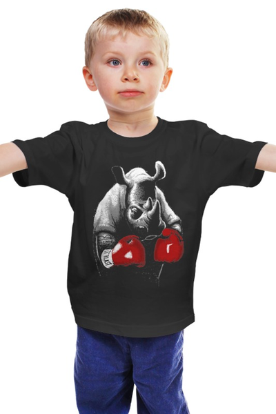 Заказать детскую футболку в Москве. Детская футболка классическая унисекс Носорог Боксёр от printik - готовые дизайны и нанесение принтов.