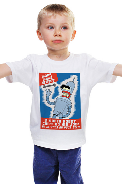 Заказать детскую футболку в Москве. Детская футболка классическая унисекс Bender Трезв от maters - готовые дизайны и нанесение принтов.