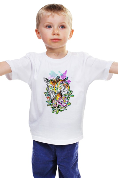 Заказать детскую футболку в Москве. Детская футболка классическая унисекс лисички от krolya_spb@mail.ru - готовые дизайны и нанесение принтов.