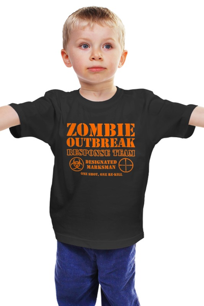 Заказать детскую футболку в Москве. Детская футболка классическая унисекс Зомби апокалипсис. Отряд быстрого реагирования от geekbox - готовые дизайны и нанесение принтов.