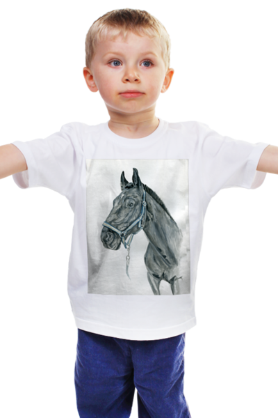 Заказать детскую футболку в Москве. Детская футболка классическая унисекс Лошадь от gepard1988 - готовые дизайны и нанесение принтов.