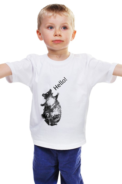 Заказать детскую футболку в Москве. Детская футболка классическая унисекс Привет, Мишка! от Регина Милютина - готовые дизайны и нанесение принтов.
