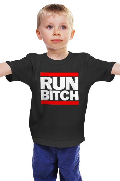 Заказать детскую футболку в Москве. Детская футболка классическая унисекс Run Bitch от coolmag - готовые дизайны и нанесение принтов.