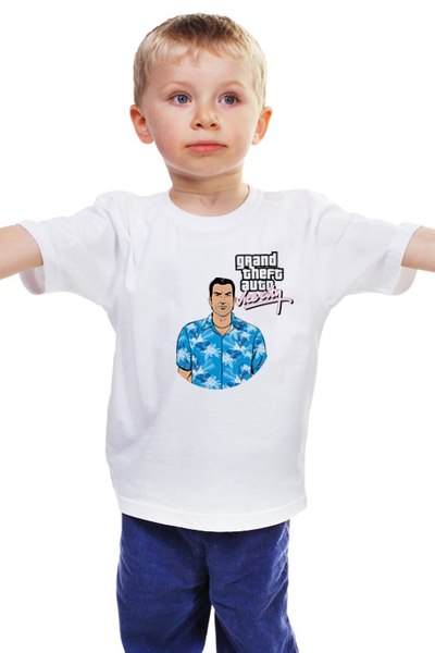 Заказать детскую футболку в Москве. Детская футболка классическая унисекс Vice City от BURNSHIRTS - готовые дизайны и нанесение принтов.
