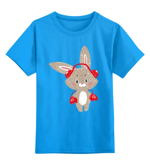 Заказать детскую футболку в Москве. Детская футболка классическая унисекс Зимний кролик от skynatural - готовые дизайны и нанесение принтов.