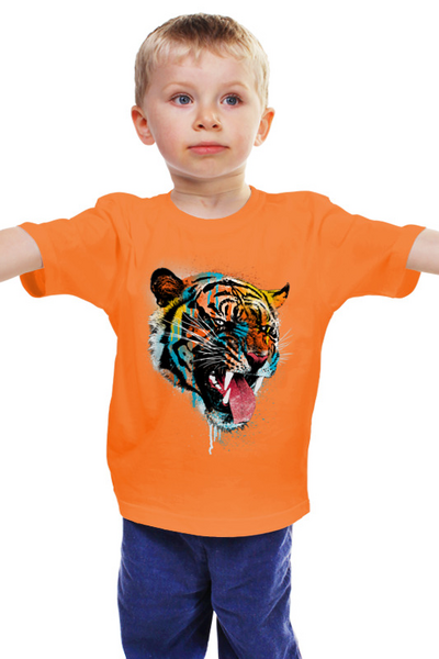 Заказать детскую футболку в Москве. Детская футболка классическая унисекс Тигр Абстракция от printik - готовые дизайны и нанесение принтов.