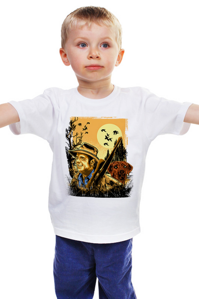 Заказать детскую футболку в Москве. Детская футболка классическая унисекс Охотник с собакой от Printinessa  - готовые дизайны и нанесение принтов.