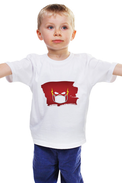 Заказать детскую футболку в Москве. Детская футболка классическая унисекс Флэш (Коллекция: Герои носят маски) от GeekFox  - готовые дизайны и нанесение принтов.