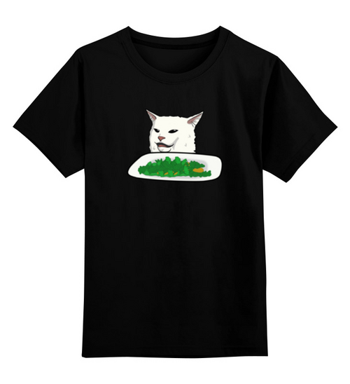Заказать детскую футболку в Москве. Детская футболка классическая унисекс Озадаченный кот от DESIGNER   - готовые дизайны и нанесение принтов.