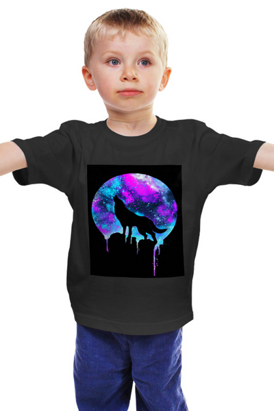 Заказать детскую футболку в Москве. Детская футболка классическая унисекс  Волк и луна от THE_NISE  - готовые дизайны и нанесение принтов.