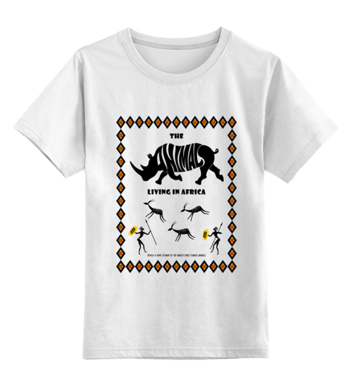 Заказать детскую футболку в Москве. Детская футболка классическая унисекс The animals living in Africa от Shdomon - готовые дизайны и нанесение принтов.