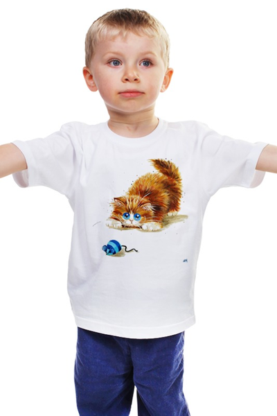 Заказать детскую футболку в Москве. Детская футболка классическая унисекс Котёнок и мышка от Виктор Гришин - готовые дизайны и нанесение принтов.
