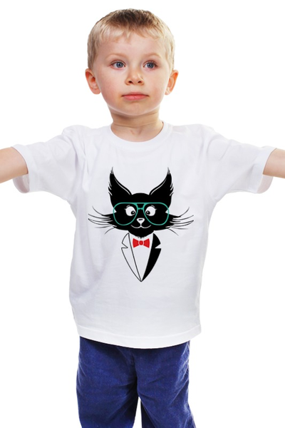 Заказать детскую футболку в Москве. Детская футболка классическая унисекс кот стиляга от PiCaSSo Star - готовые дизайны и нанесение принтов.