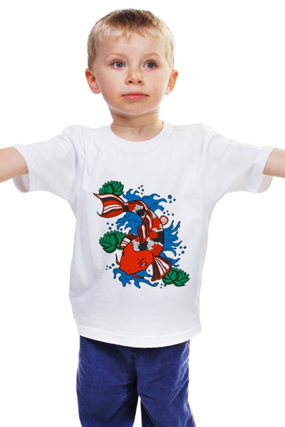 Заказать детскую футболку в Москве. Детская футболка классическая унисекс Мудрая рыба от BeliySlon - готовые дизайны и нанесение принтов.