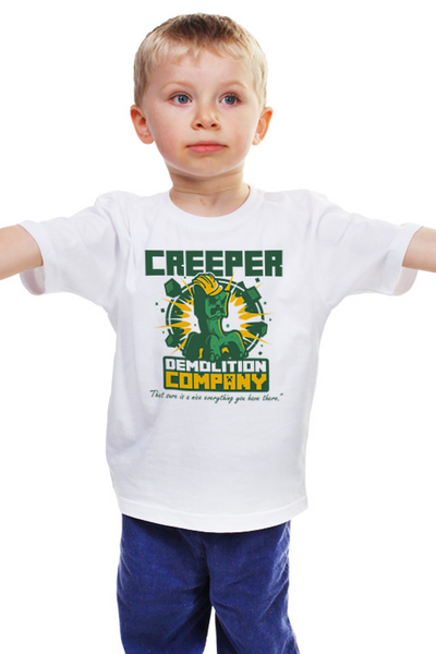 Заказать детскую футболку в Москве. Детская футболка классическая унисекс Крипер. Майнкрафт от geekbox - готовые дизайны и нанесение принтов.
