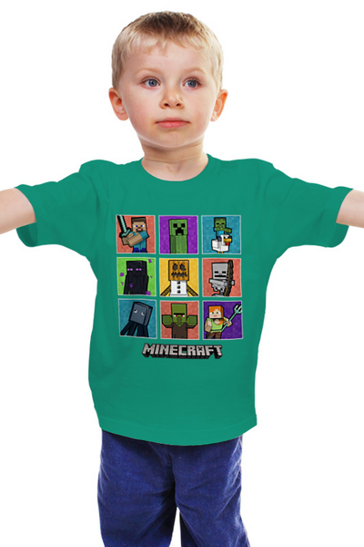 Заказать детскую футболку в Москве. Детская футболка классическая унисекс Майнкрафт от PrintGamer  - готовые дизайны и нанесение принтов.