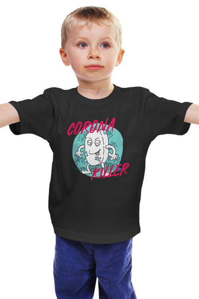 Заказать детскую футболку в Москве. Детская футболка классическая унисекс Corona Killer от Дана Столыпина - готовые дизайны и нанесение принтов.