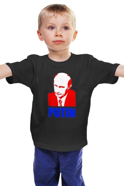 Заказать детскую футболку в Москве. Детская футболка классическая унисекс Putin от Leichenwagen - готовые дизайны и нанесение принтов.
