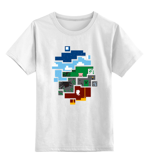 Заказать детскую футболку в Москве. Детская футболка классическая унисекс Minecraft world от AJIUK - готовые дизайны и нанесение принтов.