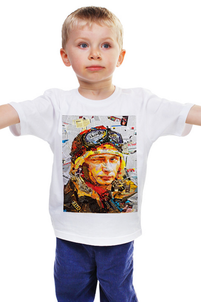 Заказать детскую футболку в Москве. Детская футболка классическая унисекс Putin от THE_NISE  - готовые дизайны и нанесение принтов.