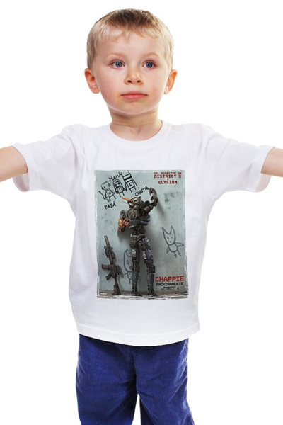 Заказать детскую футболку в Москве. Детская футболка классическая унисекс Робот по имени Чаппи от Savara - готовые дизайны и нанесение принтов.