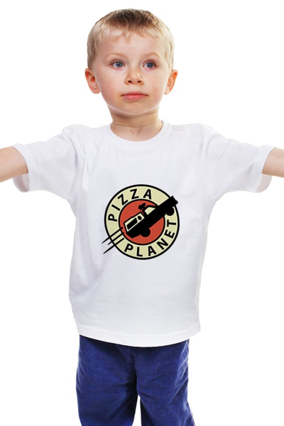 Заказать детскую футболку в Москве. Детская футболка классическая унисекс Планета пиццы от Romanova - готовые дизайны и нанесение принтов.