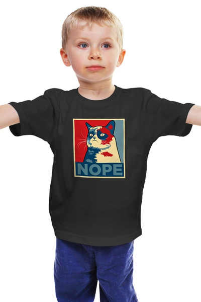 Заказать детскую футболку в Москве. Детская футболка классическая унисекс Угрюмый кот от printik - готовые дизайны и нанесение принтов.