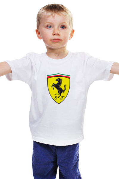 Заказать детскую футболку в Москве. Детская футболка классическая унисекс Ferrari  от DESIGNER   - готовые дизайны и нанесение принтов.
