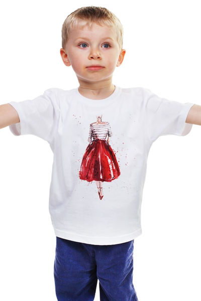 Заказать детскую футболку в Москве. Детская футболка классическая унисекс Red skirt, red lips от Анна Терешина - готовые дизайны и нанесение принтов.