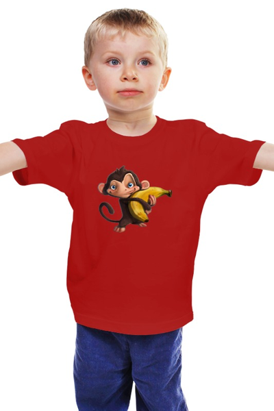 Заказать детскую футболку в Москве. Детская футболка классическая унисекс Обезьянка с бананом  от ПРИНТЫ ПЕЧАТЬ  - готовые дизайны и нанесение принтов.
