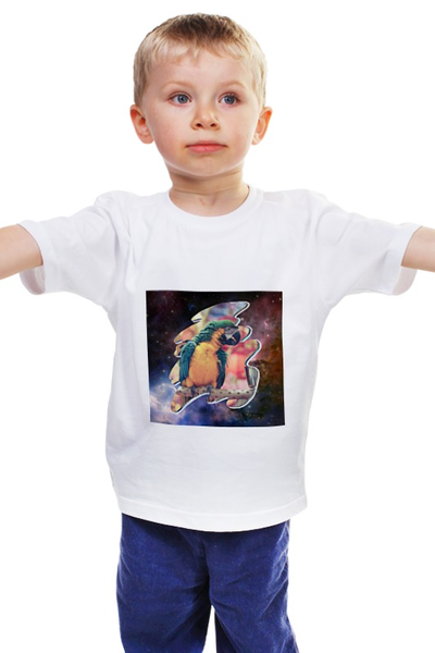 Заказать детскую футболку в Москве. Детская футболка классическая унисекс Цветастый попугай от Andrew Zaycev - готовые дизайны и нанесение принтов.