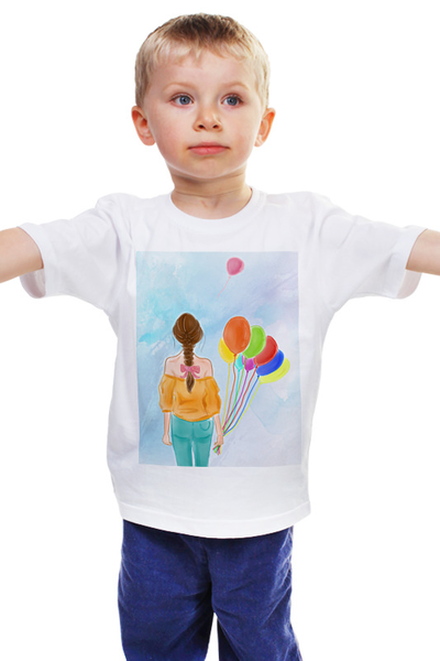 Заказать детскую футболку в Москве. Детская футболка классическая унисекс Девушка с воздушными шарами от Anna Eremina - готовые дизайны и нанесение принтов.