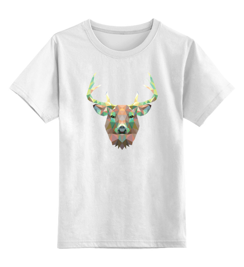 Заказать детскую футболку в Москве. Детская футболка классическая унисекс Полигональный олень от oldman - готовые дизайны и нанесение принтов.