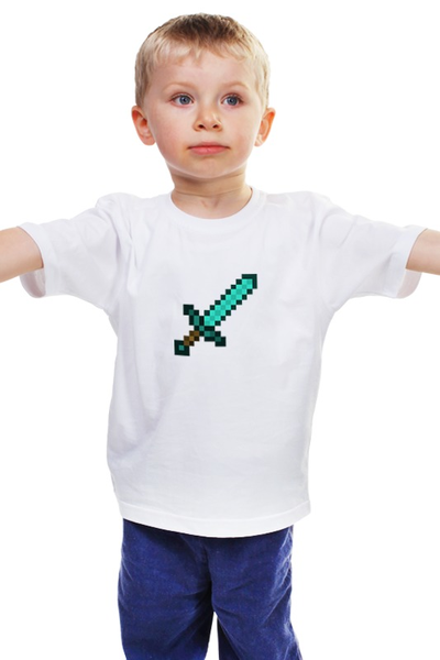 Заказать детскую футболку в Москве. Детская футболка классическая унисекс Minecraft - Меч от klip - готовые дизайны и нанесение принтов.