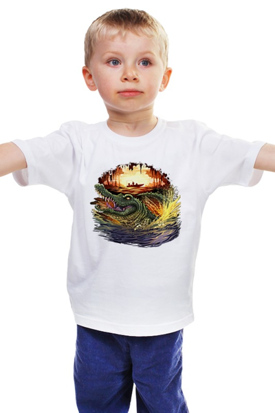 Заказать детскую футболку в Москве. Детская футболка классическая унисекс Крокодил  от ПРИНТЫ ПЕЧАТЬ  - готовые дизайны и нанесение принтов.