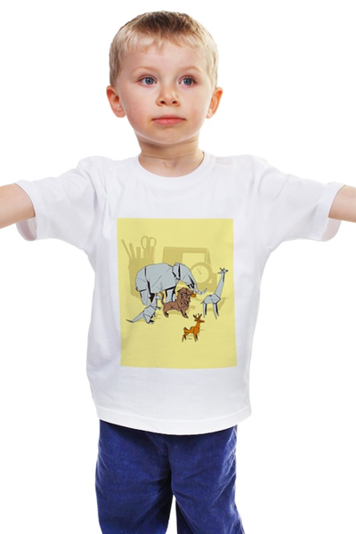Заказать детскую футболку в Москве. Детская футболка классическая унисекс Животные оригами от YellowCloverShop - готовые дизайны и нанесение принтов.