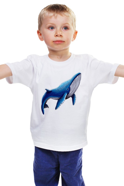 Заказать детскую футболку в Москве. Детская футболка классическая унисекс Синий кит от tigerda  - готовые дизайны и нанесение принтов.