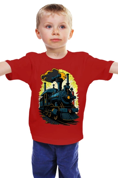 Заказать детскую футболку в Москве. Детская футболка классическая унисекс Паровозик от ustinoff1@yandex.ru - готовые дизайны и нанесение принтов.