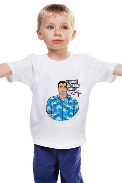 Заказать детскую футболку в Москве. Детская футболка классическая унисекс Vice City GTA  от BURNSHIRTS - готовые дизайны и нанесение принтов.